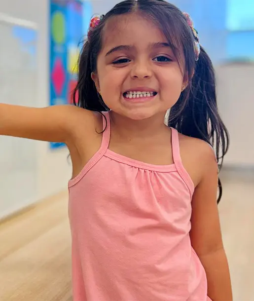 happy little girl in pre school