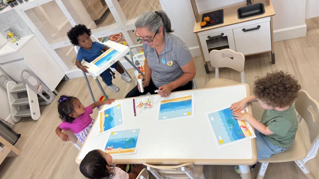 Teacher leading paper craft learning activity
